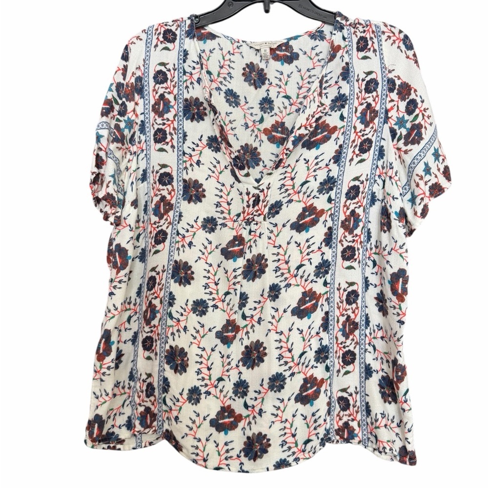 Lucky Brand Floral Print V-Neck Women's Top - Picture 4 of 4